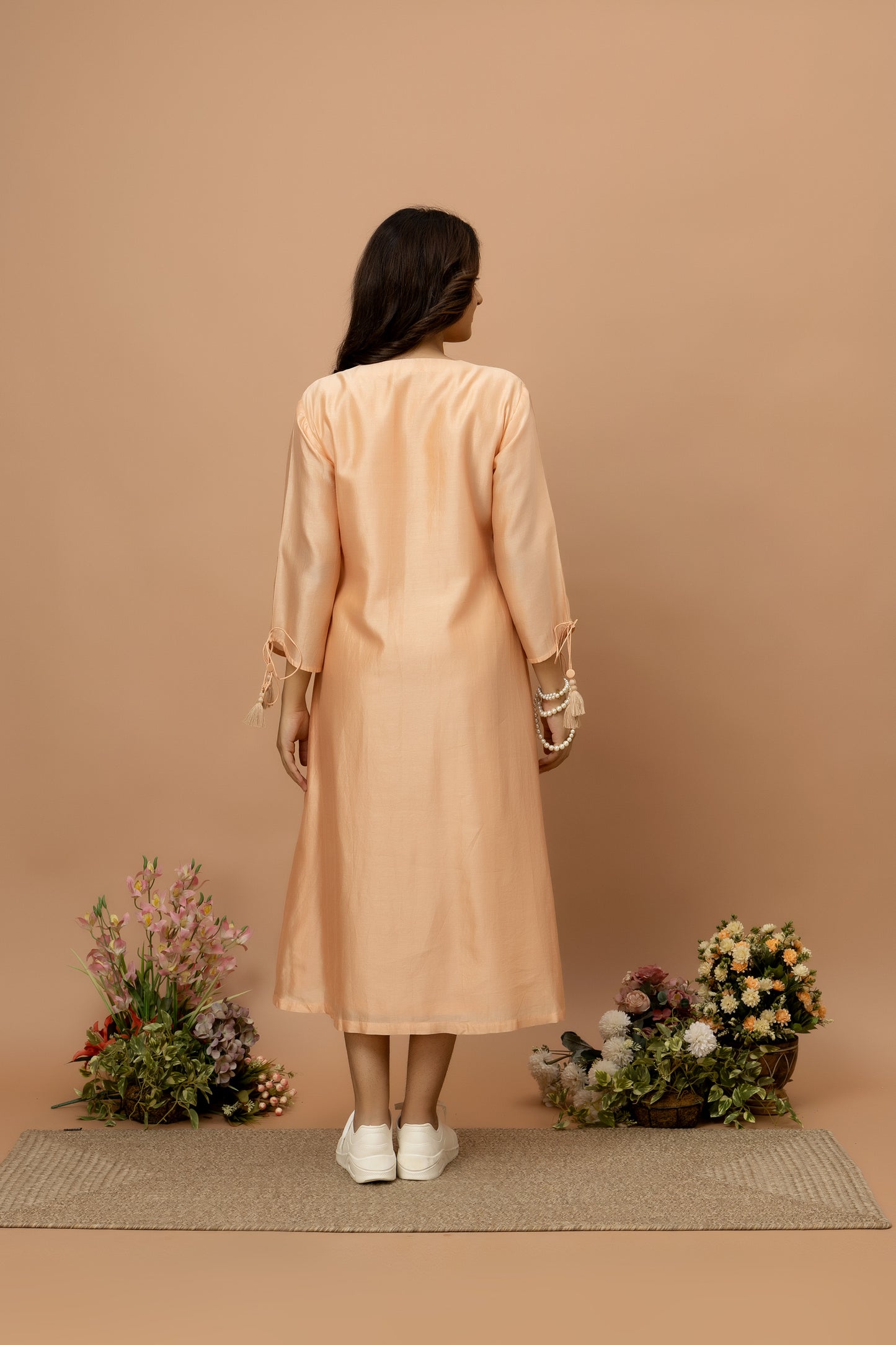 Rozanna Peach Box Pleat Dress