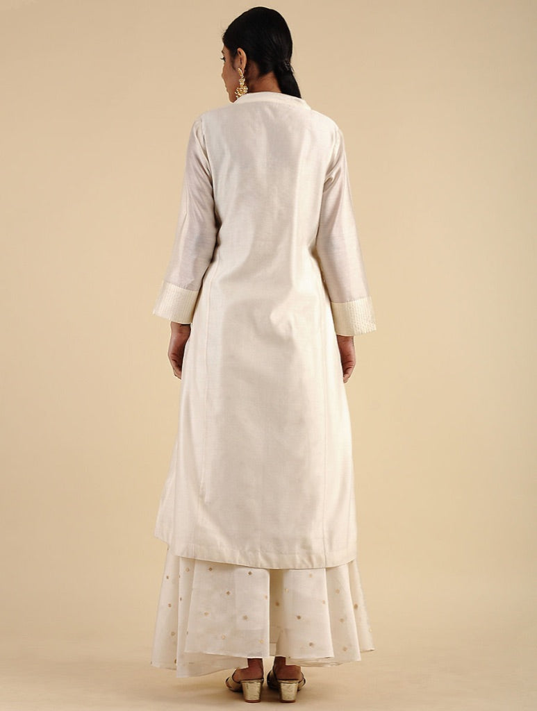 Lyrical Chanderi Off White Embroidered Kurta Set